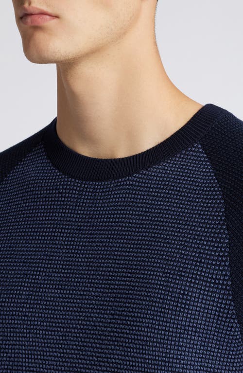 Shop Hugo Boss Boss H-dairon Crewneck Virgin Wool & Cotton Sweater In Dark Blue