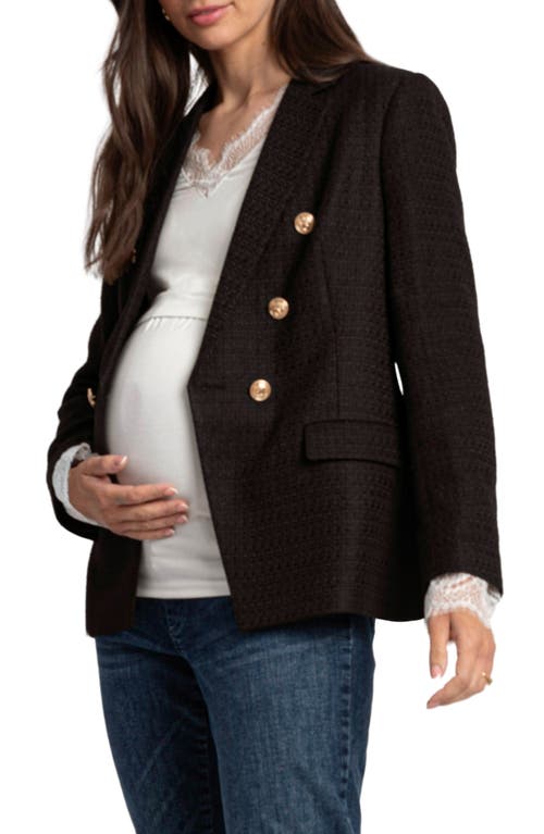 Shop Seraphine Tweed Maternity Blazer In Black