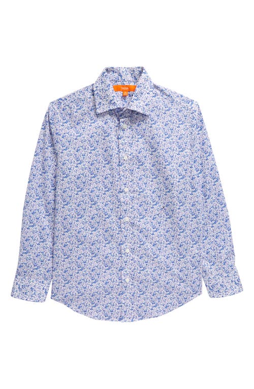 Tallia Kids' Floral Dress Shirt In Purple/blue