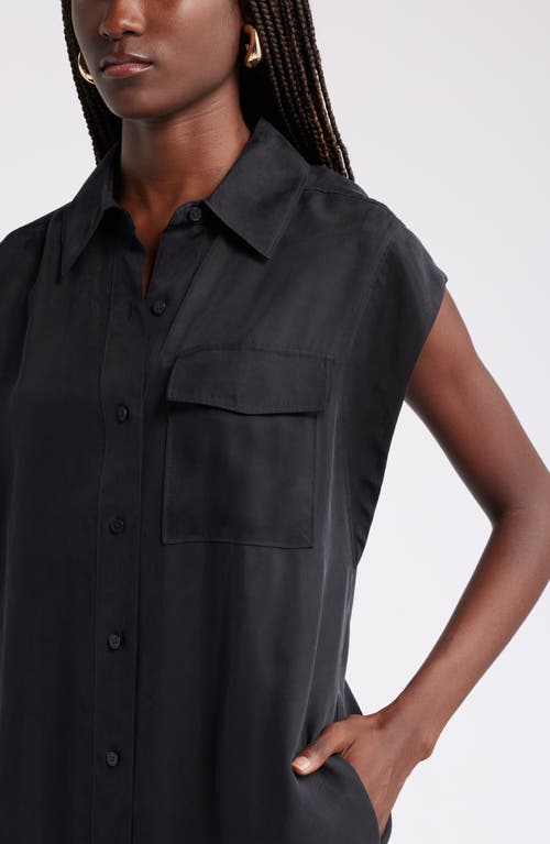 Shop Nordstrom Cap Sleeve Midi Shirtdress In Black