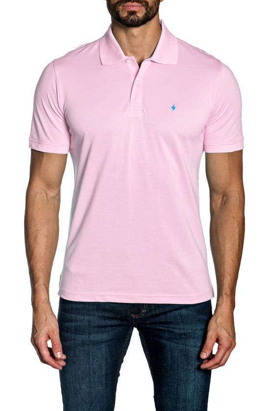 Jared Lang Cotton Knit Polo In Pink