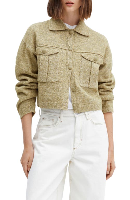 Mango Pocket Knit Jacket Green In Green