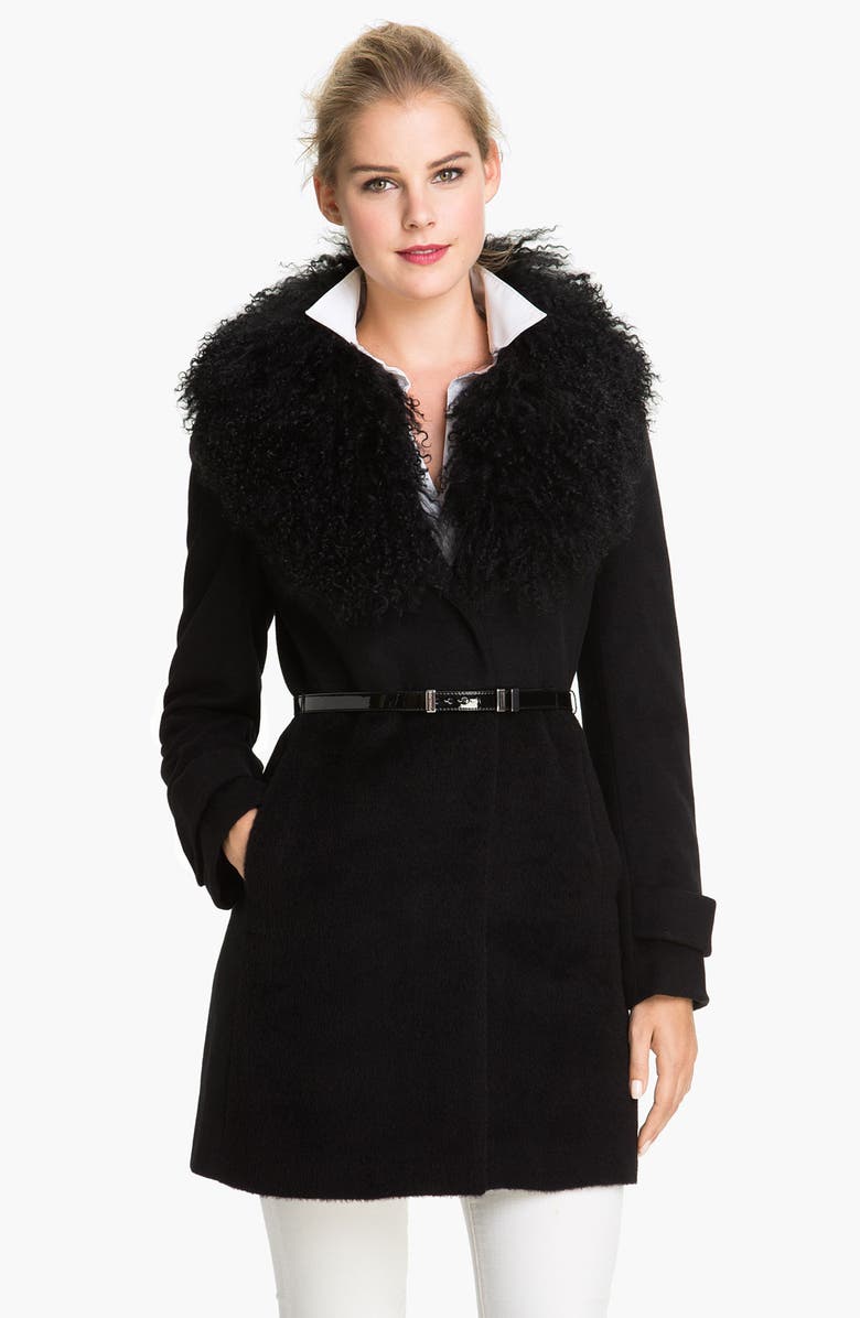 MICHAEL Michael Kors Genuine Lamb Fur Collar Coat | Nordstrom