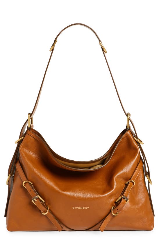 Shop Givenchy Medium Voyou Leather Hobo Bag In Soft Tan
