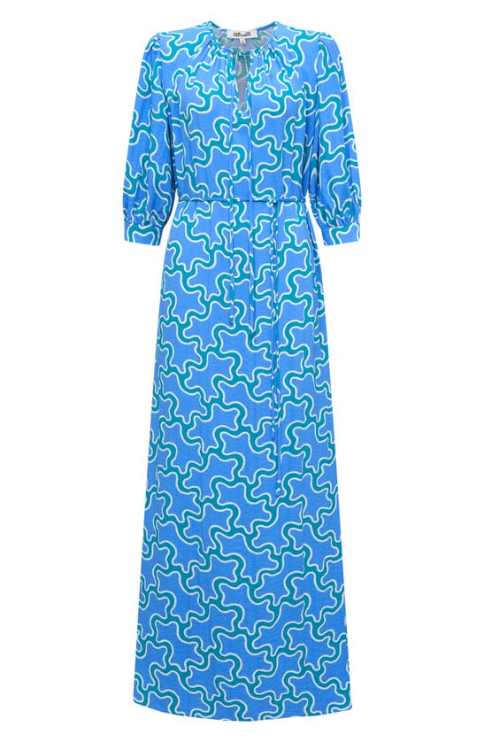 Shop Dvf Diane Von Furstenberg Drogo Geometric Print Maxi Dress In Cloud Patch Blue Med