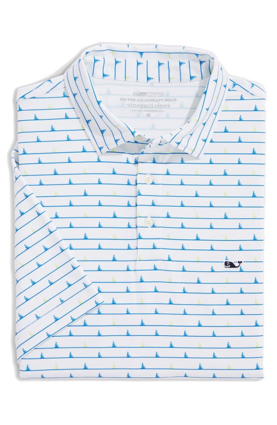 Shop Vineyard Vines Sankaty Performance Polo In Boat Stripe All White Cap