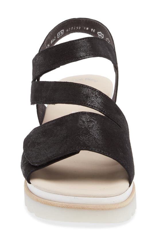 Gabor Asymmetric Wedge Strappy Sandal In Black
