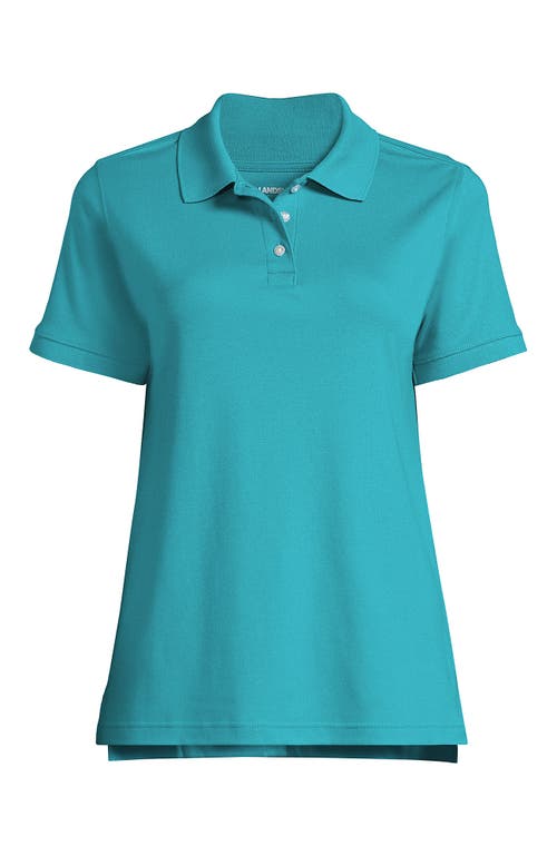 Lands' End School Uniform  Short Sleeve Interlock Polo Shirt In Teal Breeze
