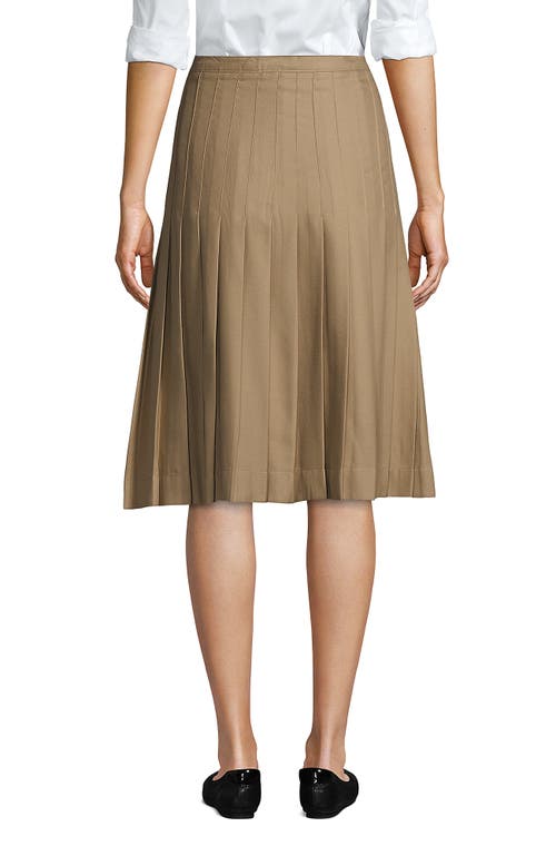 Lands' End School Uniform  Solid Pleated Skirt Below The Knee In Khaki