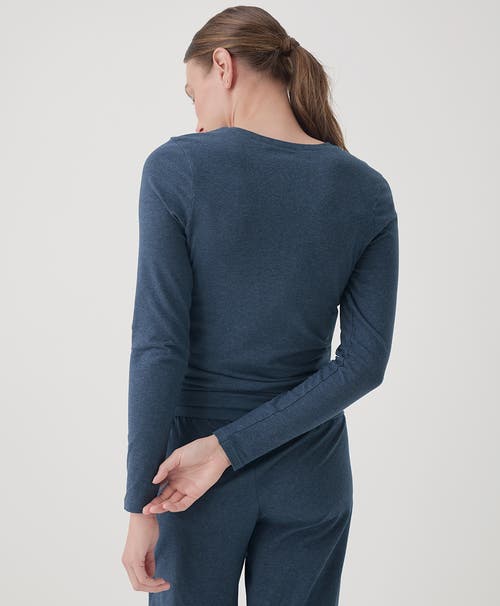 Shop Pact Organic Cotton Cool Stretch Fitted Long Sleeve Tee In French Navy Heather