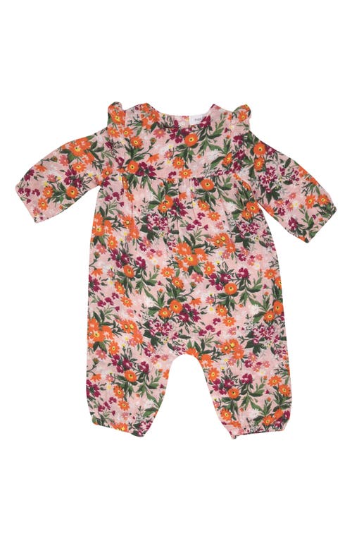 ANGEL DEAR ANGEL DEAR FLORAL RUFFLE SLEEVE ORGANIC COTTON ROMPER 