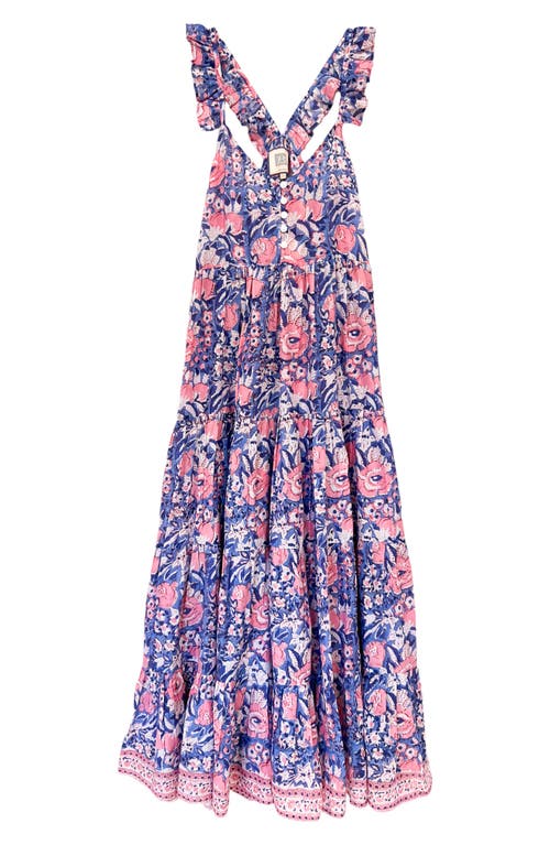 ALICIA BELL Harlow Floral Tiered Cotton Maxi Sundress Medium Blue at