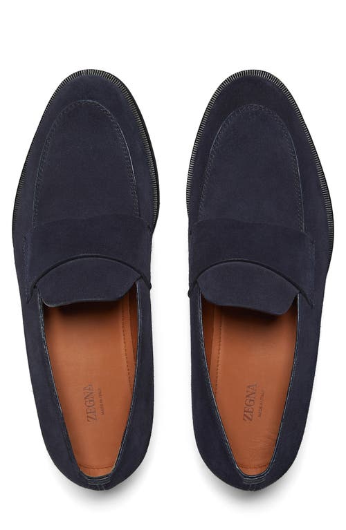 Shop Zegna Torino Suede Loafer In Navy