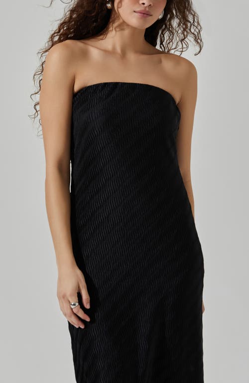 Astr The Label Plissé Strapless Midi Dress In Black