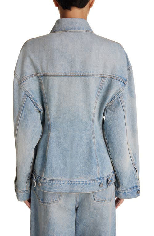 Shop Balenciaga Hourglass Denim Jacket In Light Indigo/madder