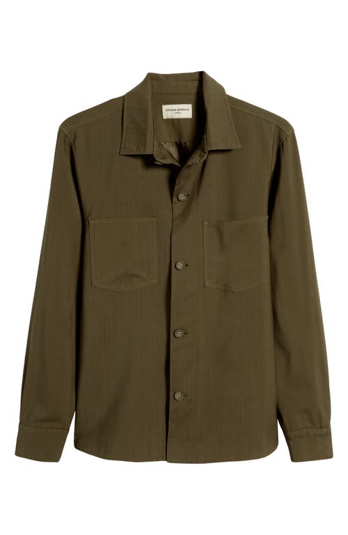 Shop Officine Generale Officine Générale Hendrick Pigment Dyed Virgin Wool Button-up Shirt In Olive Night