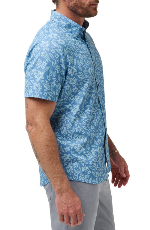 Shop Travismathew Pearl City Short Sleeve Button-up Shirt In Quiet Harbor