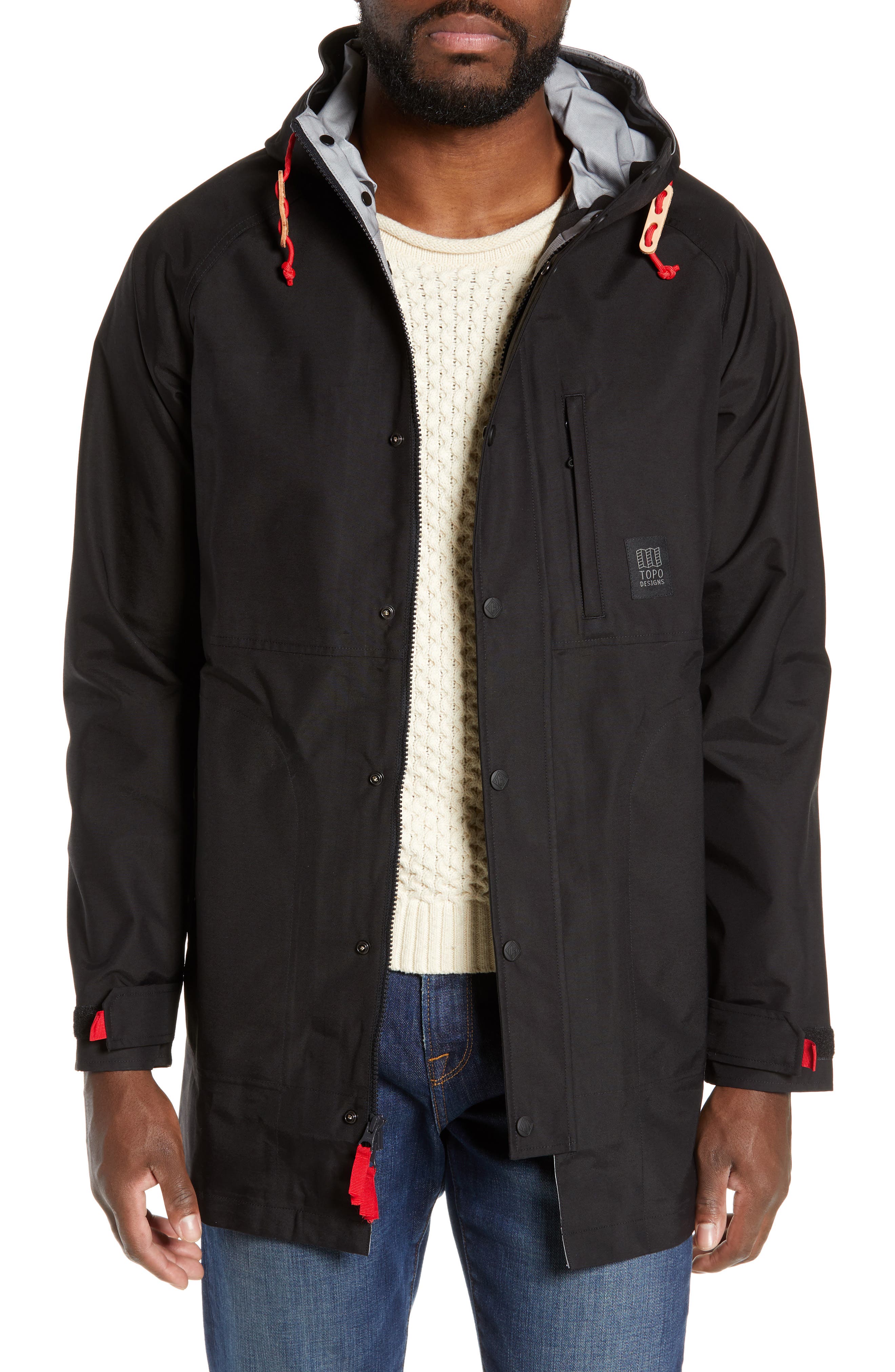 Topo Designs Waterproof Rain Jacket, Black