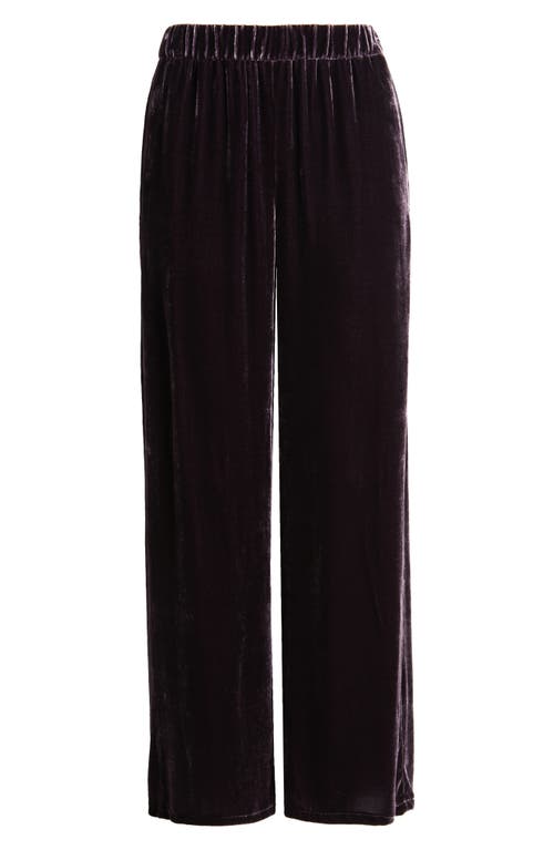 Shop Eileen Fisher Velvet Ankle Wide Leg Pants In Violet