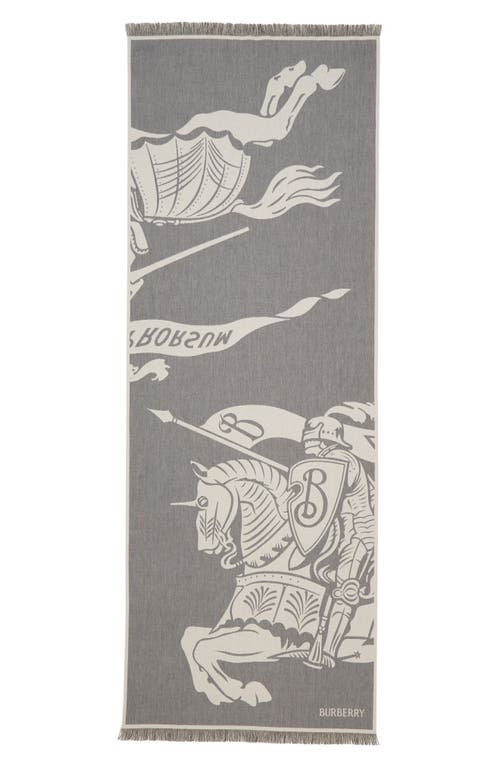 Shop Burberry Equestrian Knight Wool & Cotton Scarf In Calico