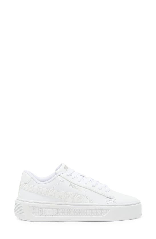 Shop Puma Smash Platform V3 Imprint Sneaker In White- Silver
