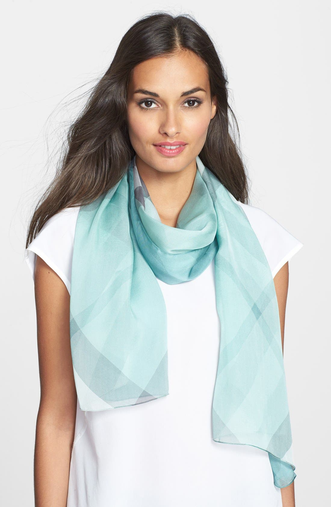 Burberry 'Color Check' Silk Chiffon Scarf Nordstrom