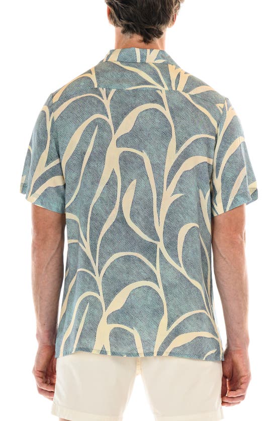 Shop Original Paperbacks Tropical Leaf Print Camp Shirt In Ocean