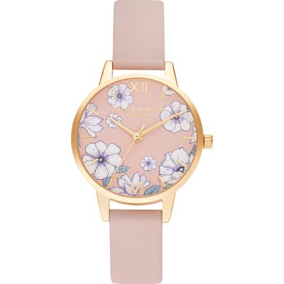Olivia Burton Groovy Blooms Faux Leather Strap Watch, 30Mm