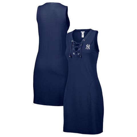 Women's Lusso Navy New York Yankees Mara Tri-Blend Hoodie Dress