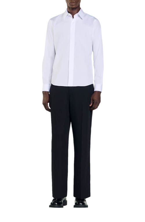 Sandro Chemise Long Sleeve Button Front Shirt In White