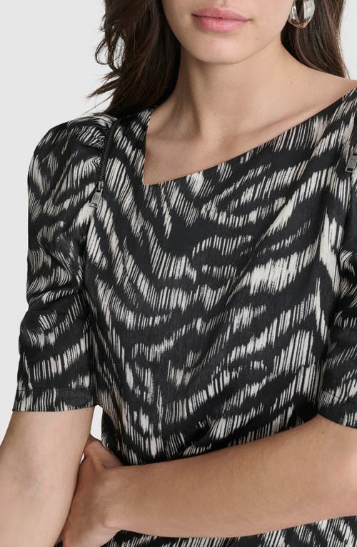 Shop Dkny Print Zip Shoulder Top In Black Tiger