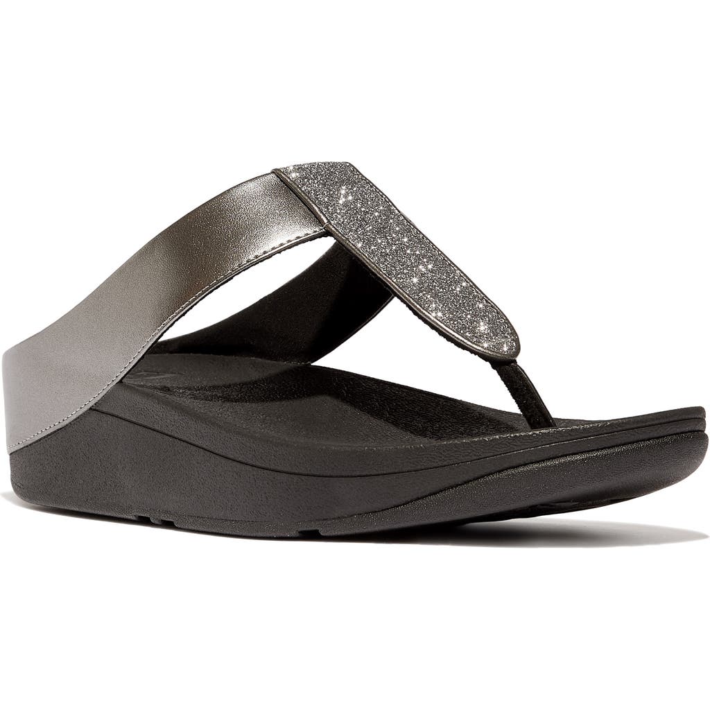 FitFlop Fino Platform Wedge Flip Flop in Pewter