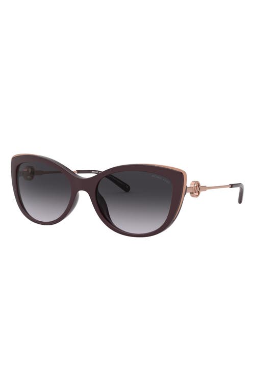 Michael Kors 55mm Gradient Cat Eye Sunglasses In Cordovan/dark Grey Gradient
