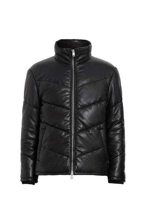 Shop Allsaints Raya Leather Puffer Jacket In Black