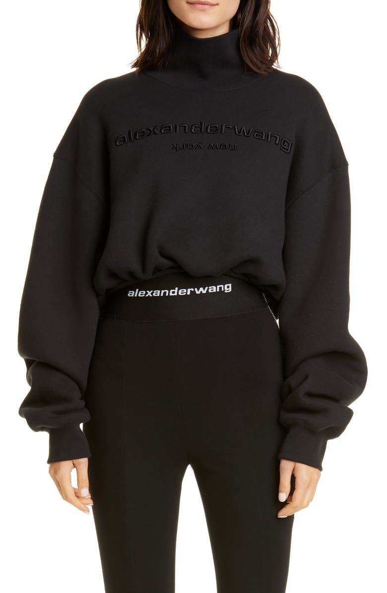 Download Alexander Wang Mock Neck Crop Sweatshirt | Nordstrom