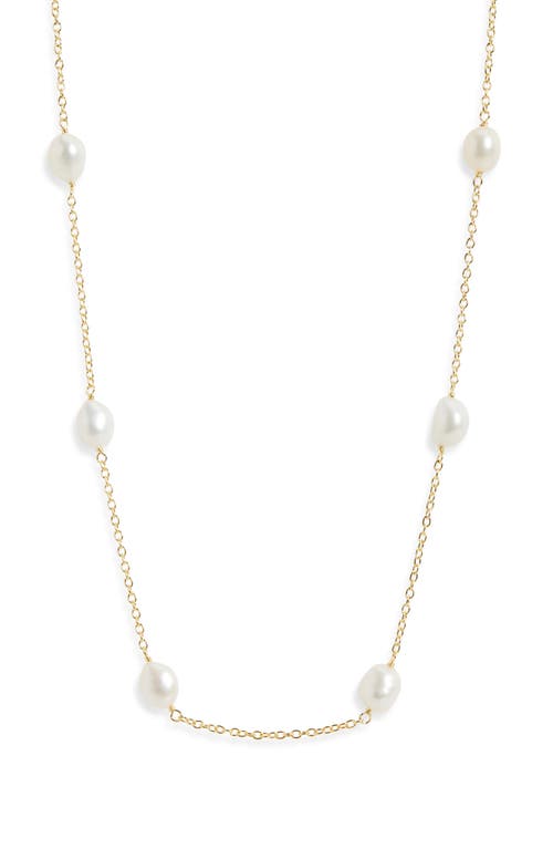 Shop Ki-ele Pearl Station Necklace In Freshwater Pearl/gold