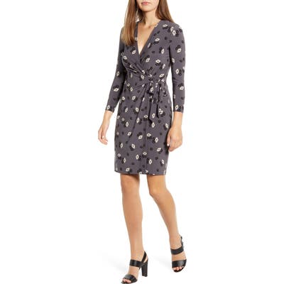 Anne Klein Rose Print Dress, Grey