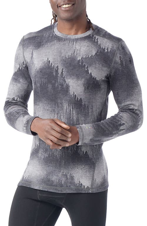 Smartwool Classic Thermal Merino Base Layer Long Sleeve Crewneck T-shirt In Charcoal Foggy Pines