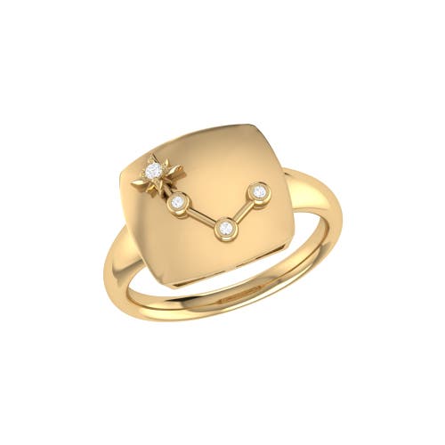 Shop Luvmyjewelry Aries Diamond Signet Ring In 14kt Gold Vermeil On Sterling