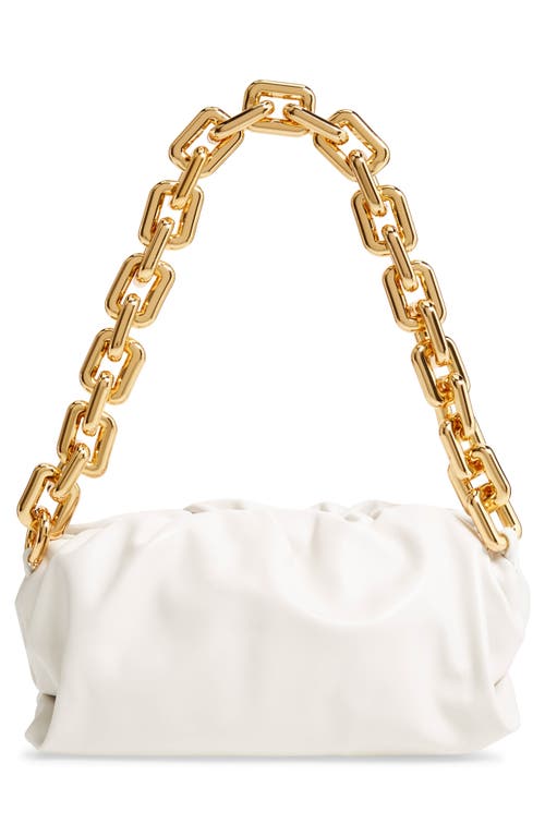 Shop Bottega Veneta The Chain Pouch Leather Shoulder Bag In Chalk/gold