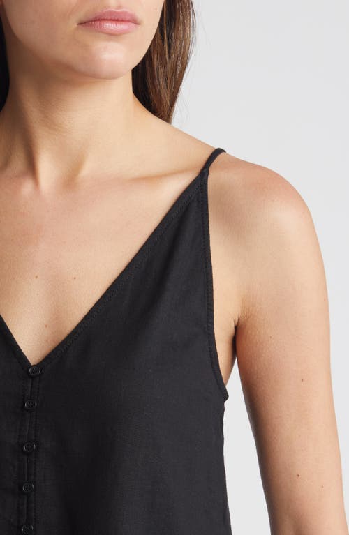 Shop Treasure & Bond Button-up Linen Blend Camisole In Black