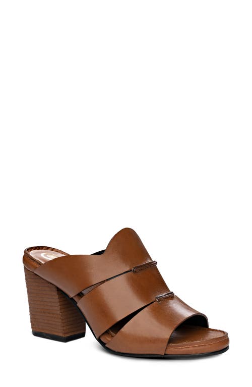 Golo Seamingly Leather Block Heel Sandal in Cognac