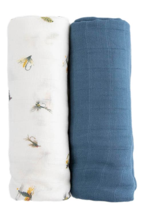 little unicorn 2-Pack Deluxe Muslin Swaddles in Gone Fishing 2 at Nordstrom