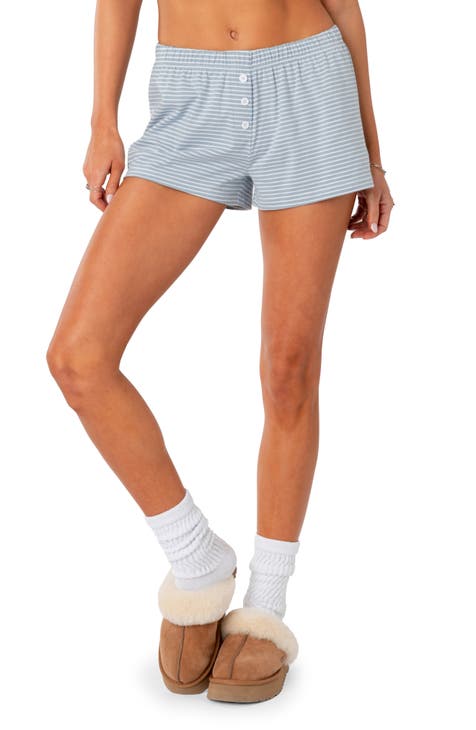 EDIKTED Lindsay Tiered Ruffle Cotton Knit Shorts