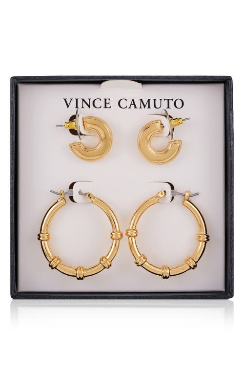 Vince Camuto Set Of 2 Hoop Earrings In Gold Tone