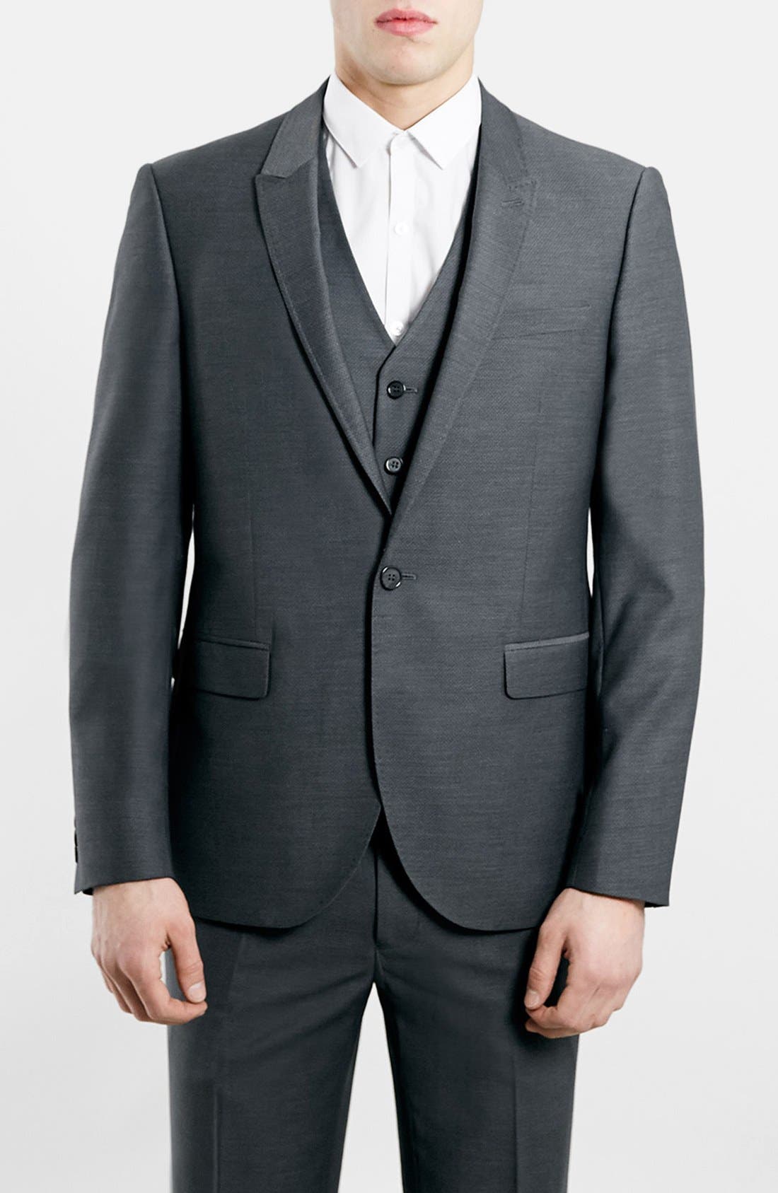 Topman Slim Fit Grey Diamond Texture Suit Jacket Nordstrom