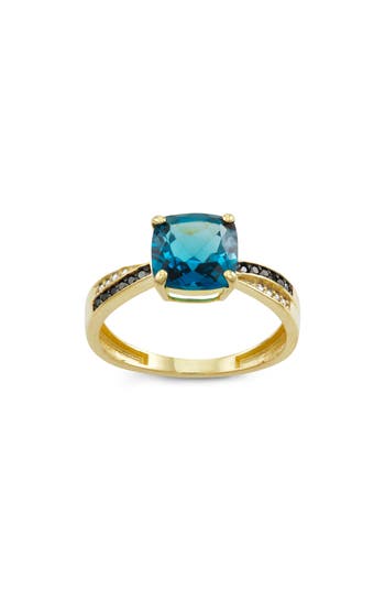 Fuzion Creations Diamond, Sapphire & London Blue Topaz Ring In Yellow