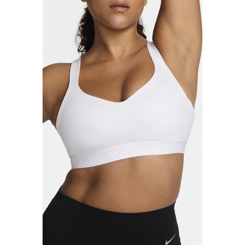 Nike Indy Dri-fit High Support Sports Bra In White/stone Mauve/white