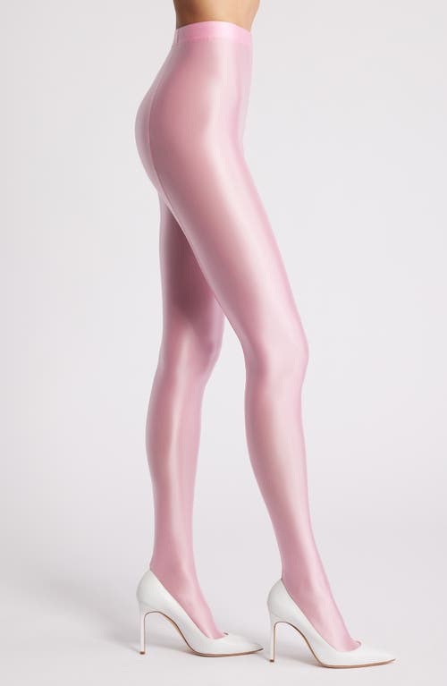 Mercury Shiny Opaque High Waist Tights in Pink