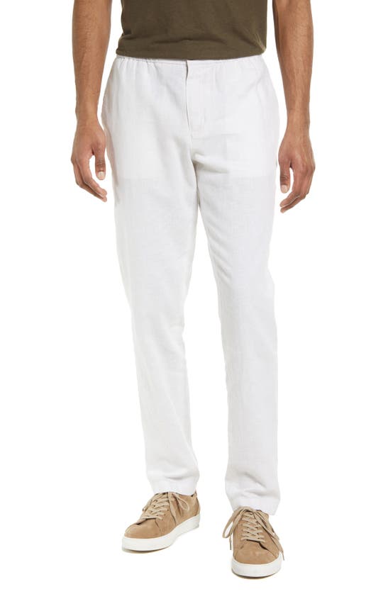 14TH & UNION ELASTIC WAIST LINEN BLEND TRIM FIT PANTS